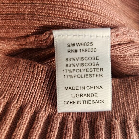 Love Tree Blush Pink Sweater Dress Sz L Blouson Waist Off Shoulder Surplice Neck - Picture 6 of 10